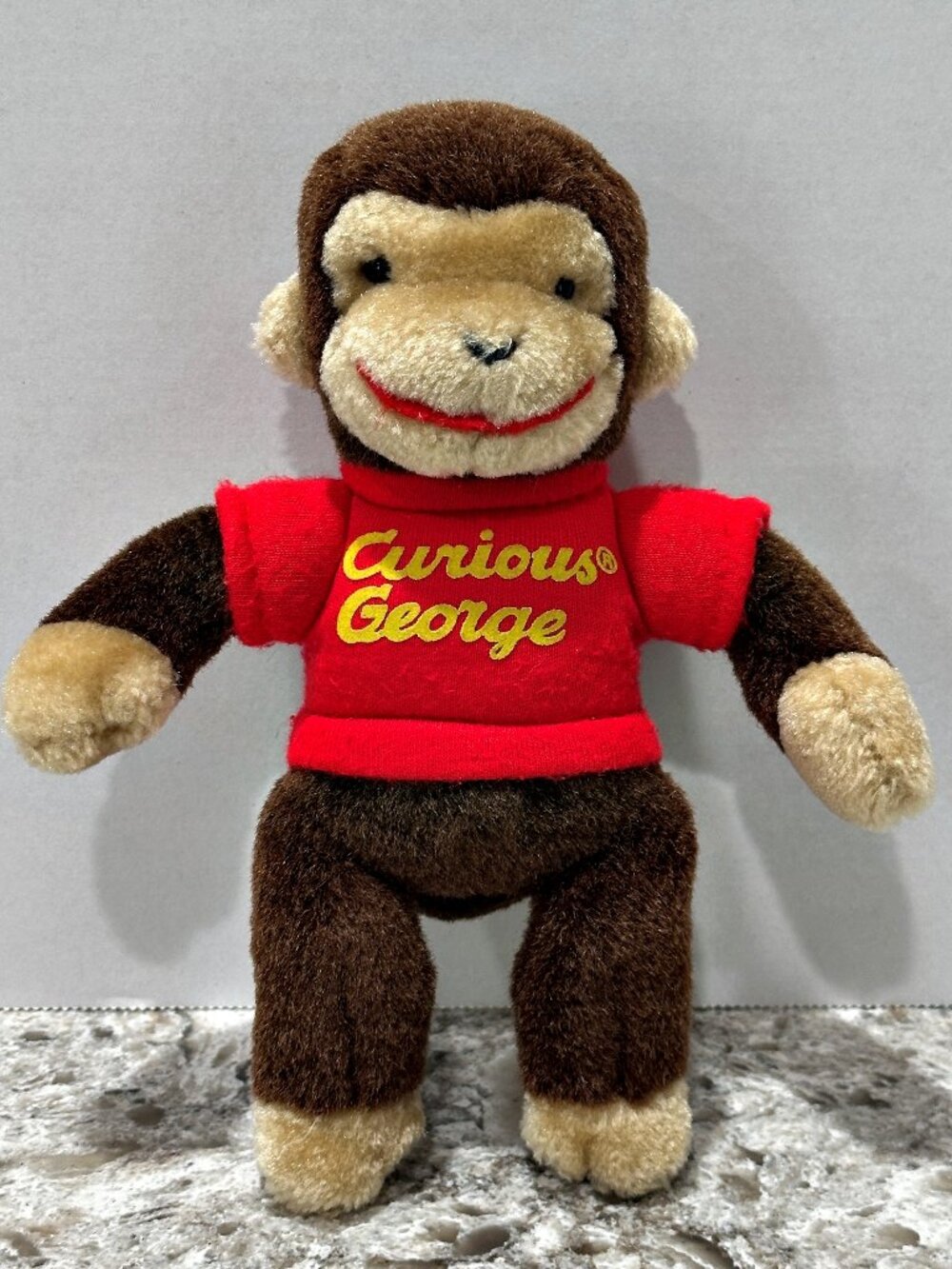 GUND Curious George Plush Monkey Red Shirt Small 1990 Vintage 8" Stuffed Animal